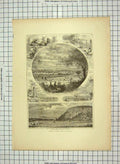 Old Antique Print C1880 New Haven Fort-Hill East-Rock Elms Trees America 19th