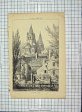 Original Old Antique Print Architecture 1879 St. Ours Loches Haig Cathedral