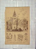 Antique Old Print Ref.39 Architecture 1877 Church Gothem Gothland Sweden Haig