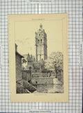 Original Old Antique Print Architecture 1879 Colcher St. Antoine Loches Haig