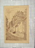 Old Antique Print Architecture 1877 Terracken Maison Gravestein Brussels 19th