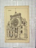 Original Old Antique Print Architecture 1868 Laon Cathedral Roper 1867 19th