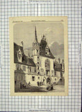 Original Old Antique Print Architecture 1858 House Jacques Coeur Bourges 19th