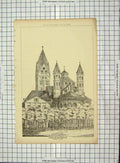 Original Old Antique Print Architecture 1876 Church Apostles Cologne Akerman