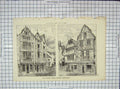 Original Old Antique Print Architecture 1880 Houses Romer Strasse Berecastel