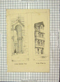 Original Old Antique Print Architecture 1867 Door Cathedral Verons Caen France