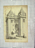 Original Old Antique Print 1873 Architecture Doorway Chateau De La Ferte-Milon