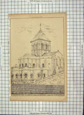 Old Antique Print Architecture 1869 Church Savin Poitiers Roper Drawing 19th
