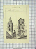 Original Old Antique Print Architecture 1879 Italian Towers Giovanni Florence