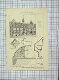Original Old Antique Print Architecture 1879 Tympanum Church Denis Paris Violet