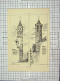 Original Old Antique Print Architecture 1883 Belgian Towers Bruges Wyman 19th