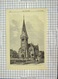 Original Old Antique Print Architecture 1882 Saviours Church Striesen Dresden