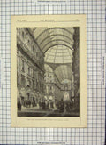 Old Antique Print Architecture 1882 Victor Emanuel Gallery Milan Mengoni 19th