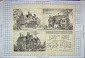 Original Old Antique Print Architecture 1875 Fairmount Park Philadelphia Harris