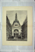 Old Antique Print Architecture 1882 Buildings Comptoir D'Escompte Paris 19th