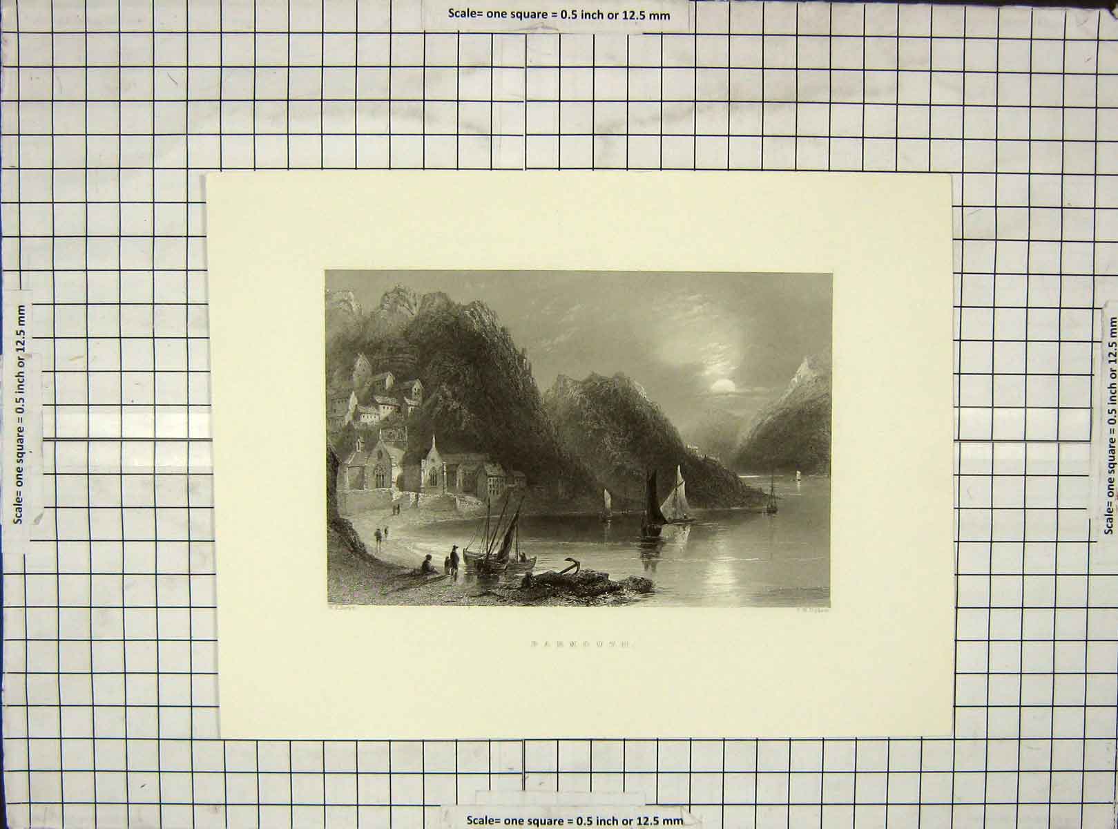Old Antique Print Engraving View Barmouth Hills Topham Bartlett Engraving
