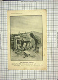 Original Old Antique Print War France Man Hiding Trench Spirit Man Bystander