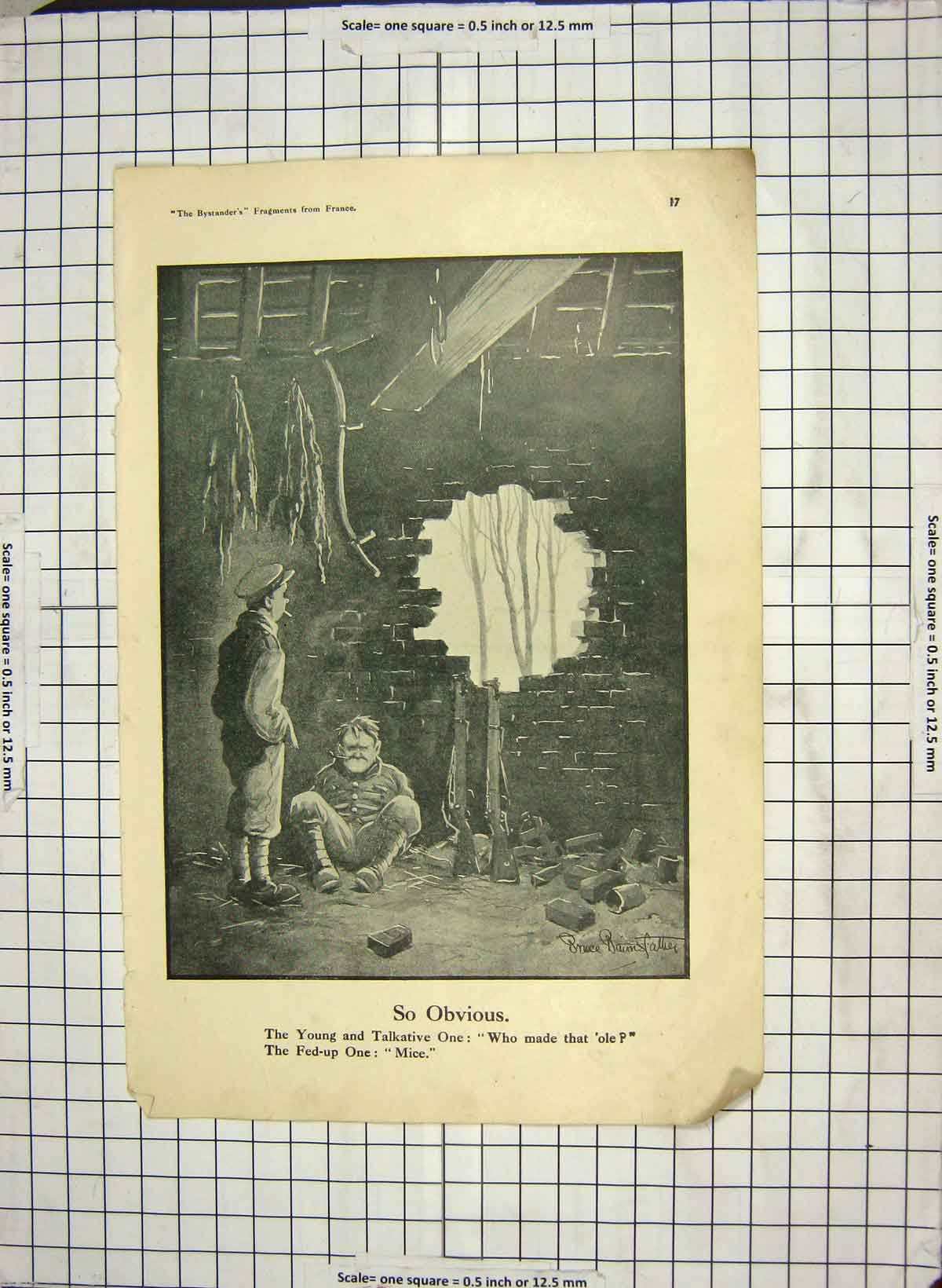 Original Old Antique Print War France Siers Hut Moonlight Water Pump