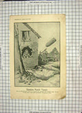 Original Old Antique Print War France Bomb House Siers Weapons Spade