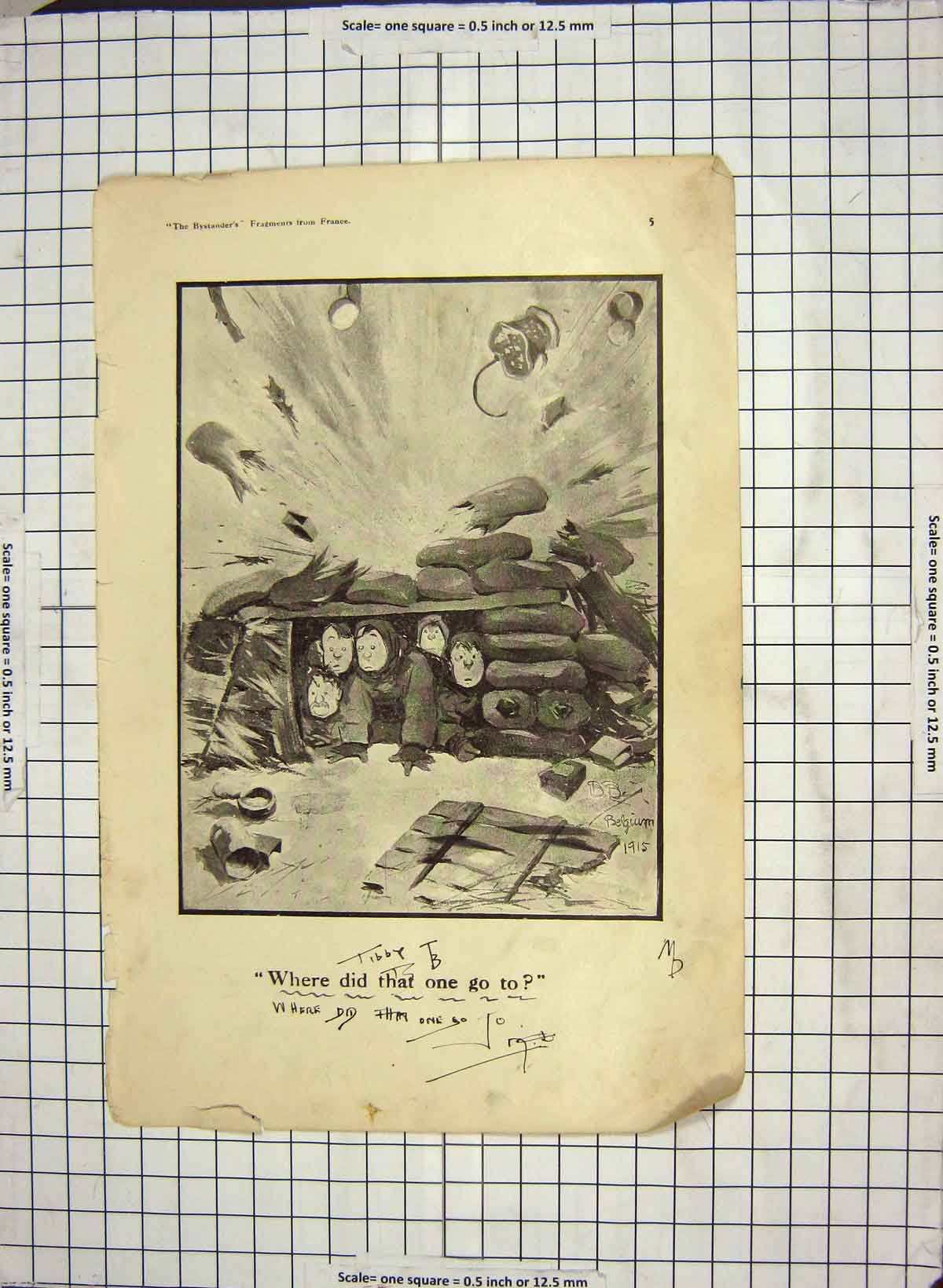 Original Old Antique Print War France Siers Battle Shelter Dug-Out