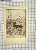 Original Old Antique Print War France Sier Dug-Out Sandy Macnab Trench