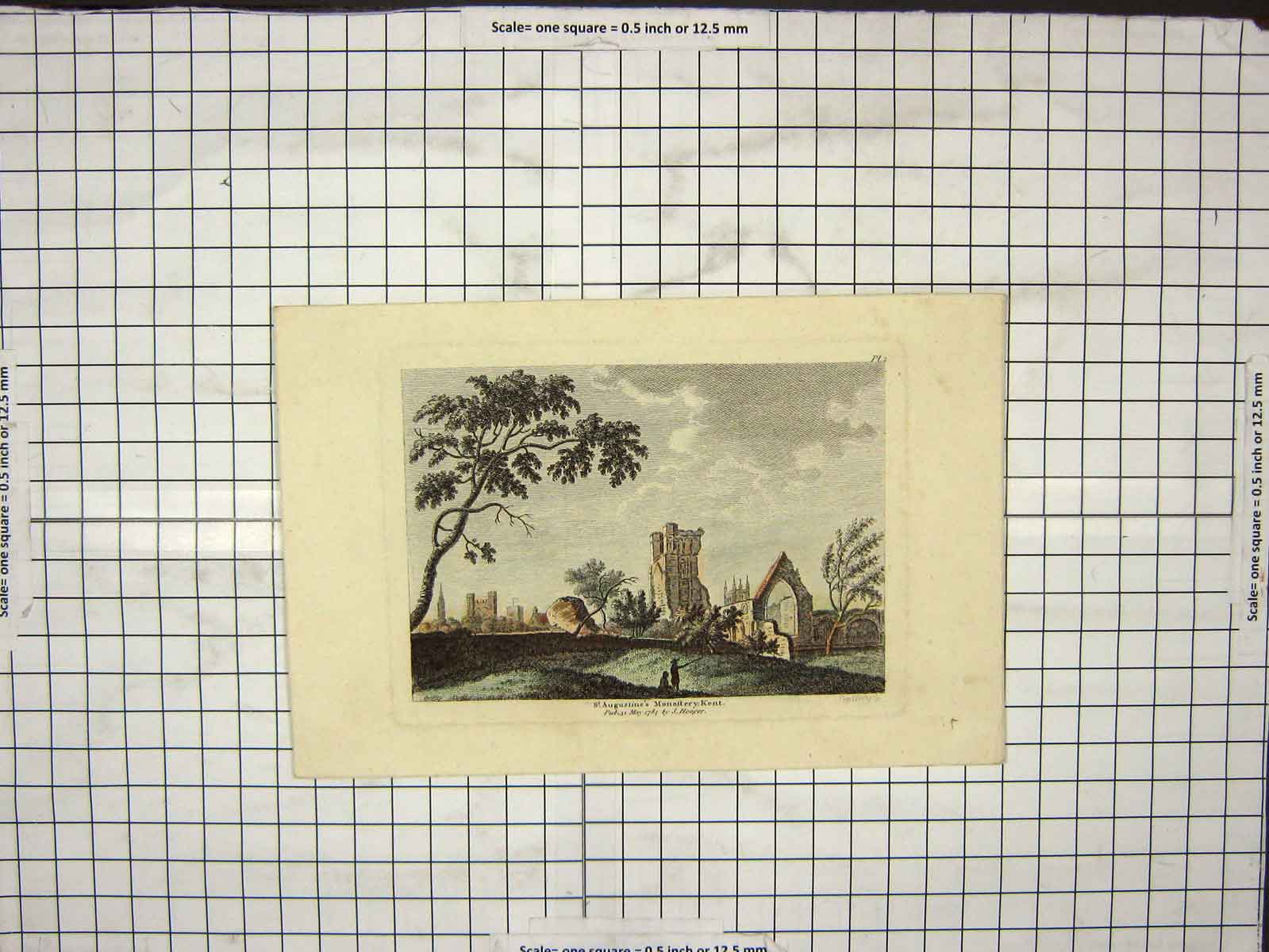 Original Old Antique Print 1784 St. Augustine'S Monastery Kent Godfrey Hooper