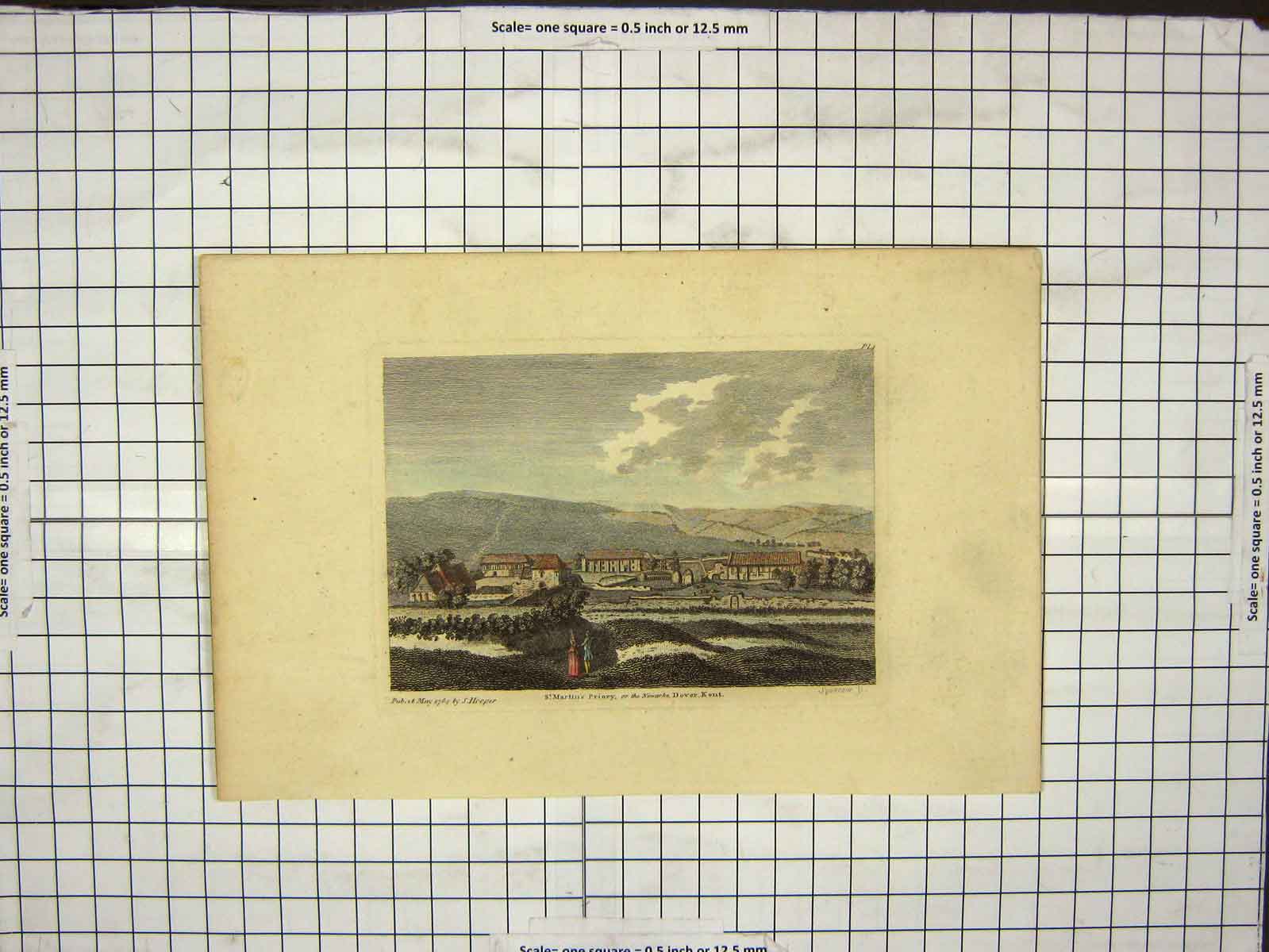 Old Antique Print 1784 Hooper Sparrow Engraving St. Martin'S Priory Kent 18th