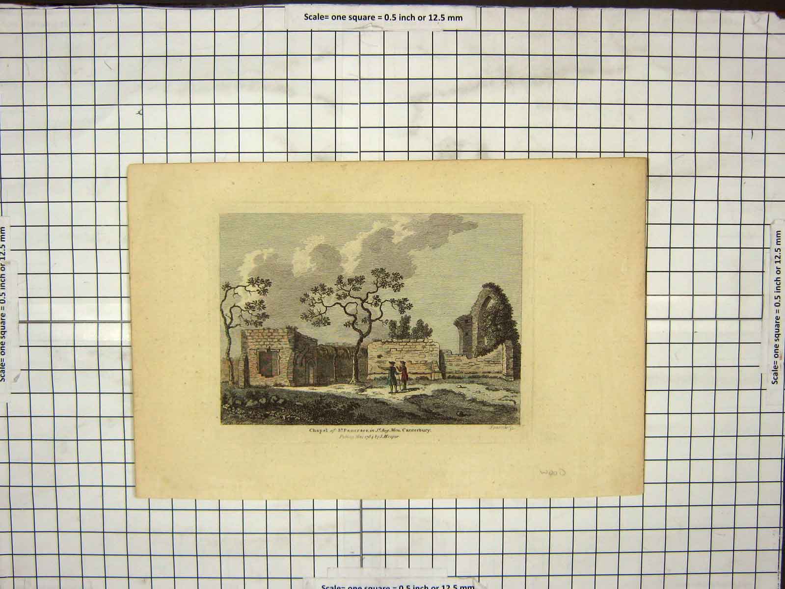 Original Old Antique Print 1784 Hooper Sparrow Chapel Pancrace Canterbury 18th