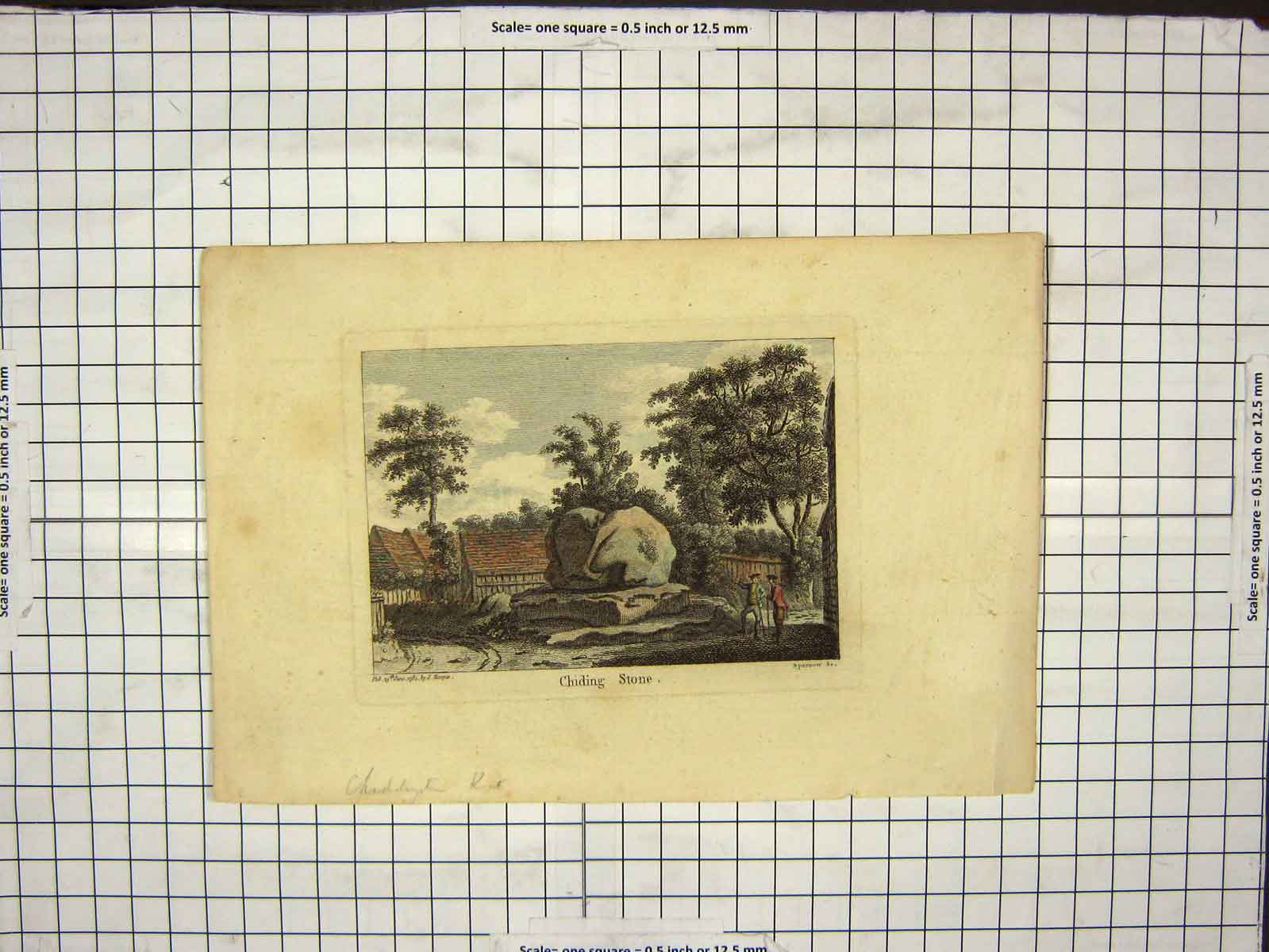 Original Old Antique Print 1784 Sparrow Hooper Engraving Childing Stone Colour