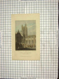 Original Old Antique Print 1835 Winkles Garland Canterbury Cathedral Engraving