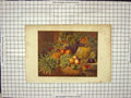 Original Old Antique Print Colour Fruit Piece Lance Oranges Grapes Plums