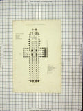 Original Old Antique Print C1880 Plan Winchester Cathedral Engraving Winkles