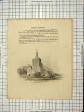 Original Old Antique Print 1814 Dover Castle St. Marys Church Murray Engraving