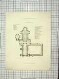 Original Old Antique Print 1836 Plan Wells Cathedral Engraving Winkles Garland