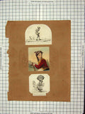 Original Old Antique Print C1880 Colour Portrait Lady Woman Market Seller Grave