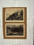 Original Old Antique Print C1880 Mill Rocks Istrin Rhine Valley Curlin Rofflen