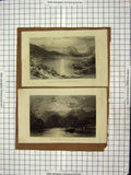 Original Old Antique Print C1880 Grassmere Reach Ulswater Windermere Lowdore