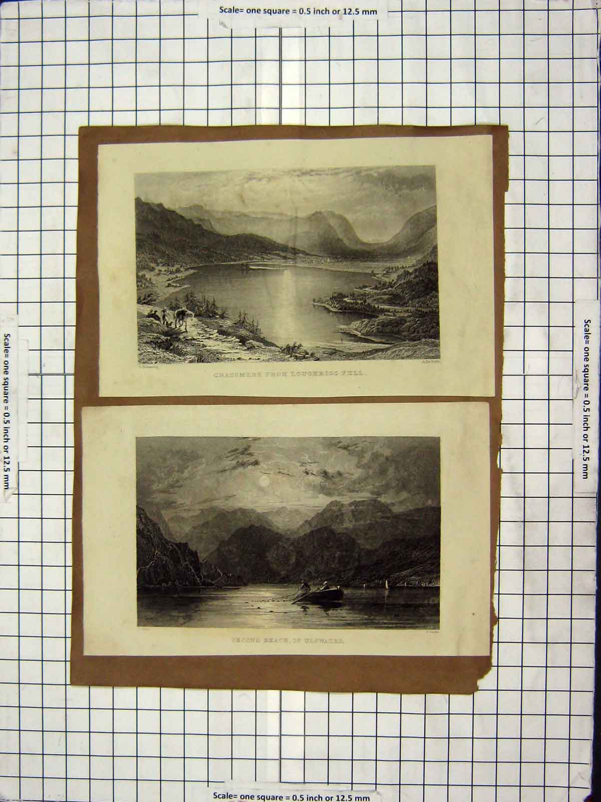 Original Old Antique Print C1880 Grassmere Reach Ulswater Windermere Lowdore