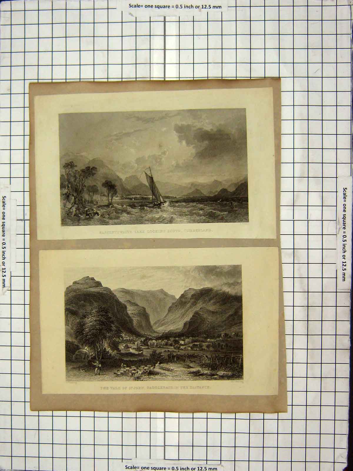 Old Antique Print C1880 Bassentwaite Cumberland Saddleback Mardale Tarn 19th