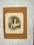Antique Old Print C1880 Portrait Lady Mantle Tiger Shooting Dieppe Castle 19th