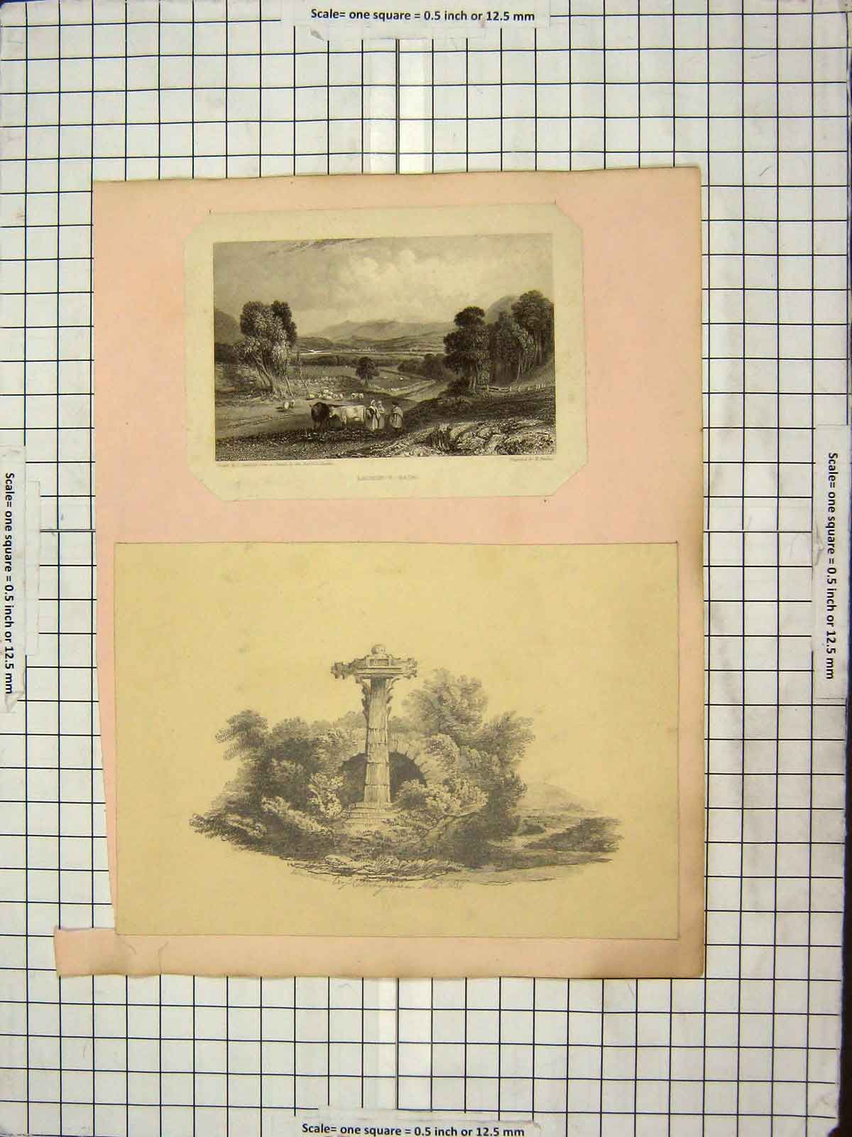 Old Antique Print C1880 Cross Derbyshire Lachin-Y-Gair Jerusalem Finden 19th