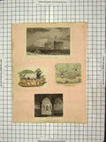 Old Antique Print C1880 Little Maplested Church Temple Athens Yorkshire 19th
