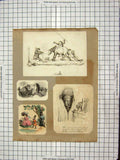 Original Old Antique Print C1880 Winchelsea Castle Hogarth Portrait Llyn Tegid