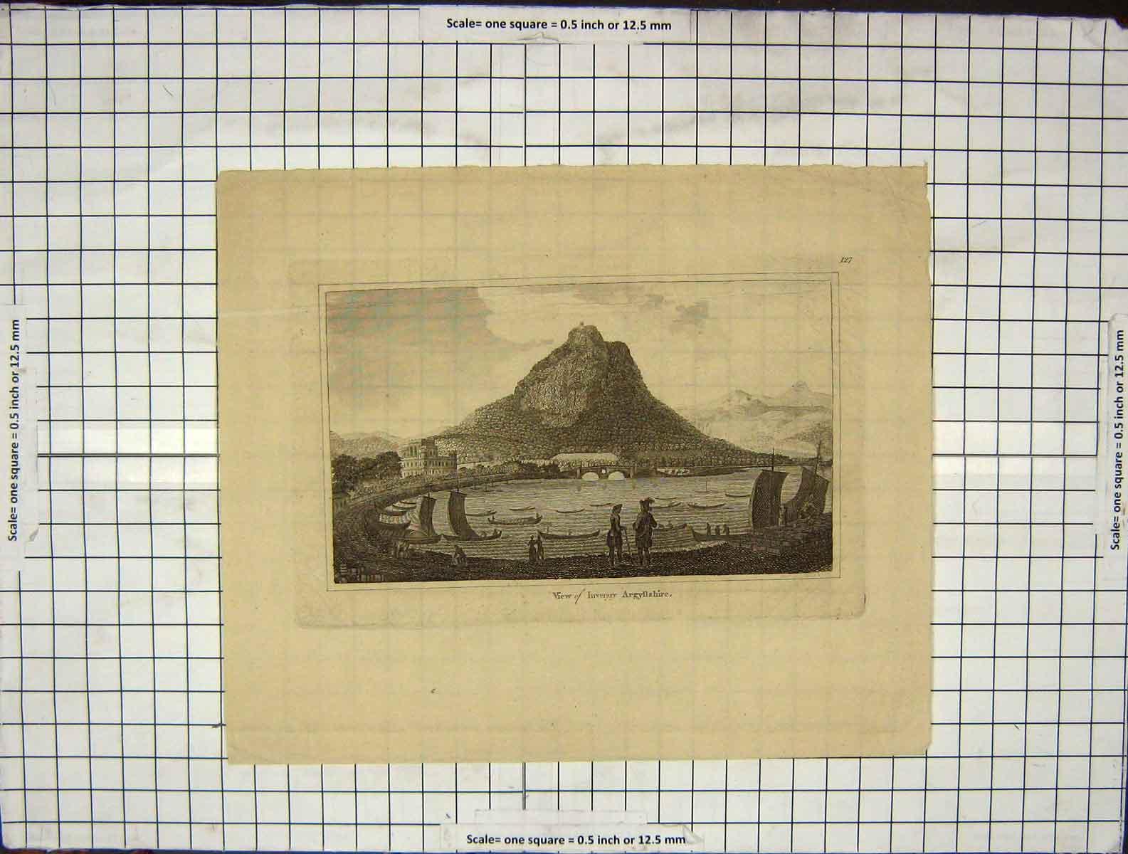 Original Old Antique Print C1880 View Inverary Argyllshire Scotland Engraving