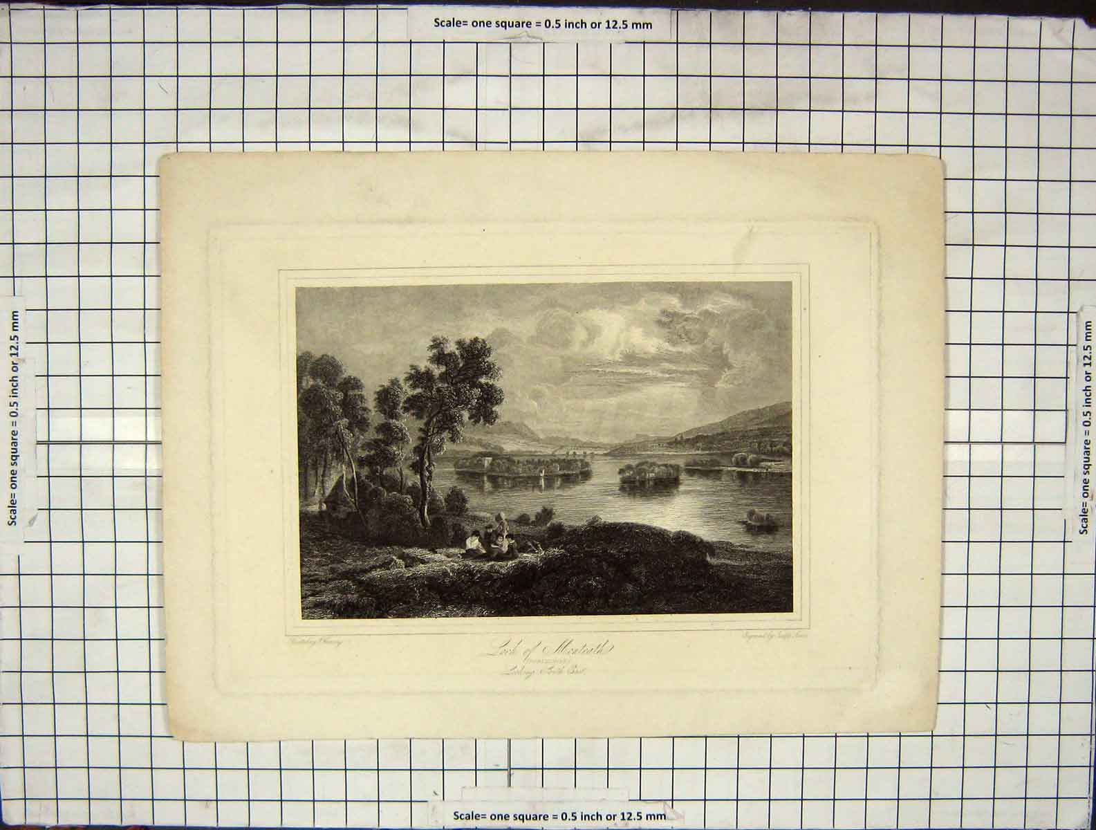 Original Old Antique Print C1880 Loch Monteath Perthshire Scotland Engraving