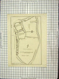 Original Old Antique Print C1880 Plan Barnard Castle Moat Durham England 19th
