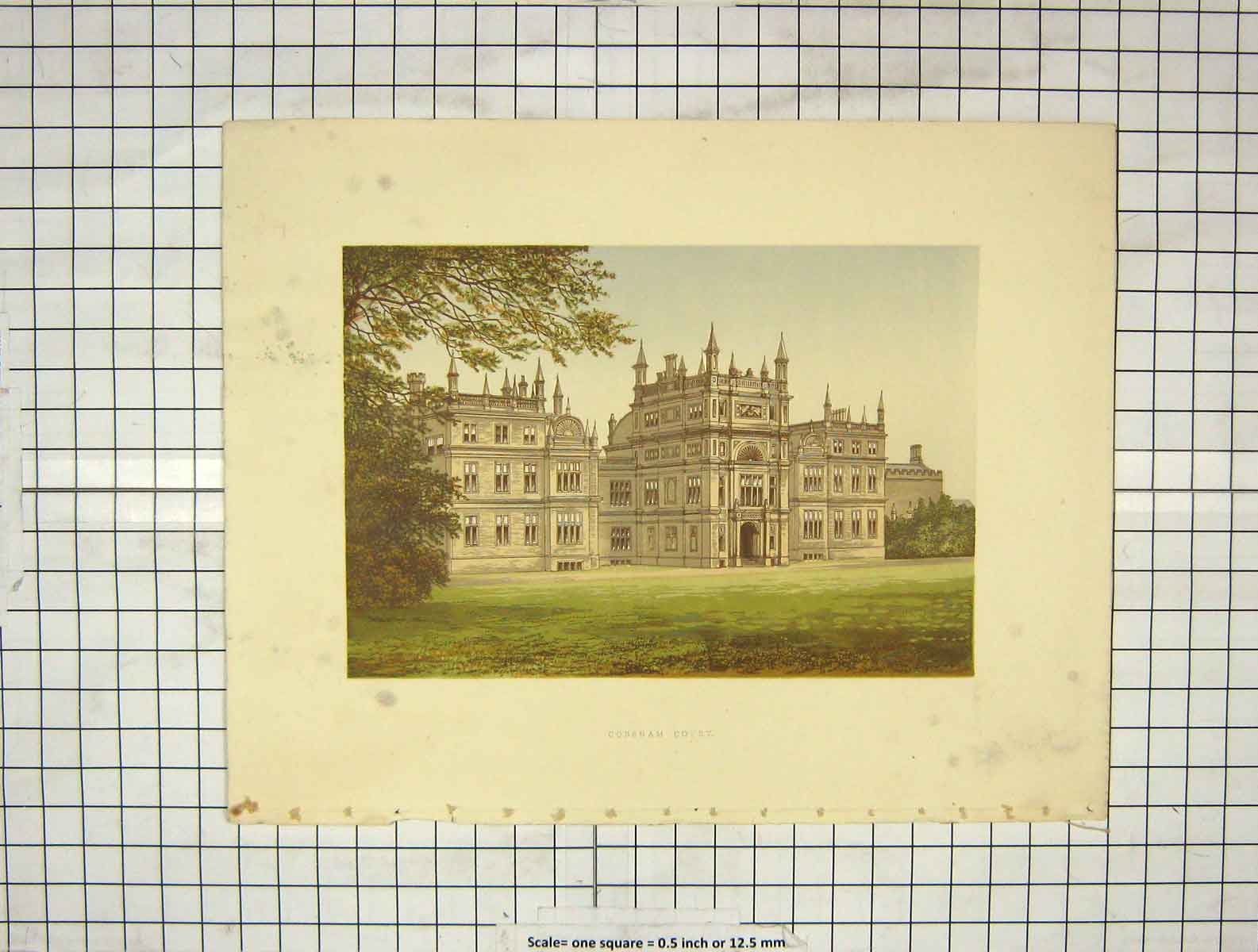 Original Old Antique Print C1880 Colour Corsham Court Architecture Victorian