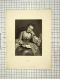 Original Old Antique Print C1880 Portrait Myra Mote Noble Engraving Victorian