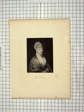Original Old Antique Print 1844 Portrait Fry Cochran Leslie Engraving Victorian