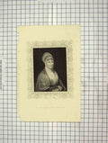 Original Old Antique Print C1880 Portrait Mrs Fry Engraving Leslie Cochran 19th
